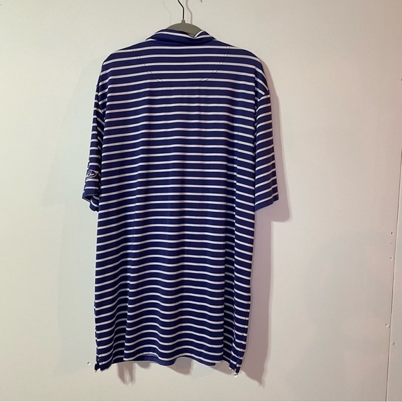 Drake Performance Lightweight Striped Polo, Blue/White, Size XL - Picture 2 of 10